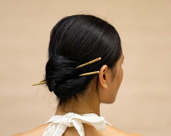 Messing Bambus Haarnadel: Boho Hochzeit Haarspange, handgemachte Haarstab