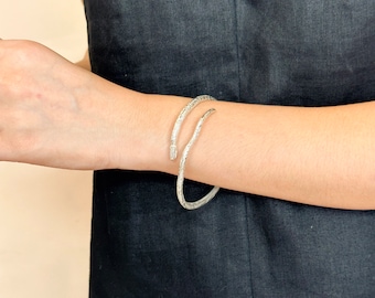 Silver Bracelet | Snake Bracelet | adjustable snake bracelet | Snake Bangle Bracelet | Snake Jewelry