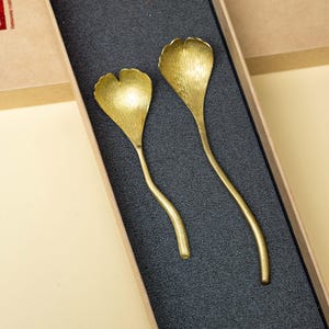 Salt/Spices Spoons - Ginkgo Design Spoon - Brass Tea Spoon - Coffee Spoon- Serving spoon - Ice cream Spoon- Gift for Mom
