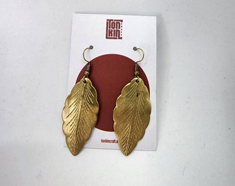 Brass Earrings | Leaf Dangle Earrings | Wedding Earrings | Statement Earrings | Gold Brass Earrings | Silver Earrings