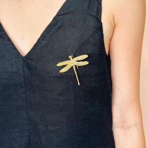 Dragonfly Pin | Brass Dragonfly Brooch | Vintage Brooch | Gold Brooch | Dragonfly Gift | Dragonfly Pin For Bag | Insect Jewelry