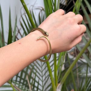 Handmade Brass Snake Bangle Bracelet: Adjustable Golden Jewelry