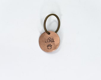 Hand Stamped Brass Dog Tag: Personalized Pet ID