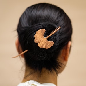 Copper Hair Pin | hair accessories | Hair Stick | Ginkgo Hair Pin | wedding hair pins | flower hair clip | Anniversary Gift