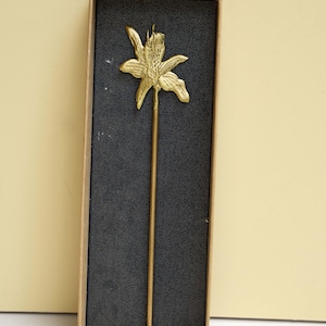Handmade Brass Orchid Hair Pin | Botanical Hair Accessory | Nature-Inspired Hair Stick | Floral Bun Pin | Elegant Gift for Her