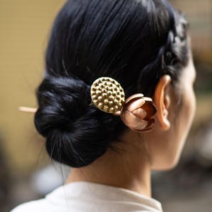 Lotus Calyx Brass Hair Pin | Flowers Hair Stick | Leaf Hair Fork | | Bridal Hair Piece | Gift for Her