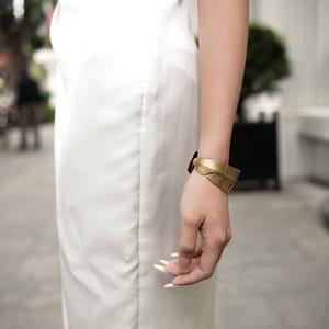 Banana leaf Bracelet | Brass Bracelet | Flower Bracelet | Adjustable Bracelet | Peach Blossom Gold Bracelet + Bridesmaid Bangle