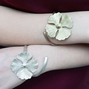 Four Clover Leaf Bracelet Brass Bracelet Silver Bracelet Adjustable Bracelet Engraved Bracelet image 7