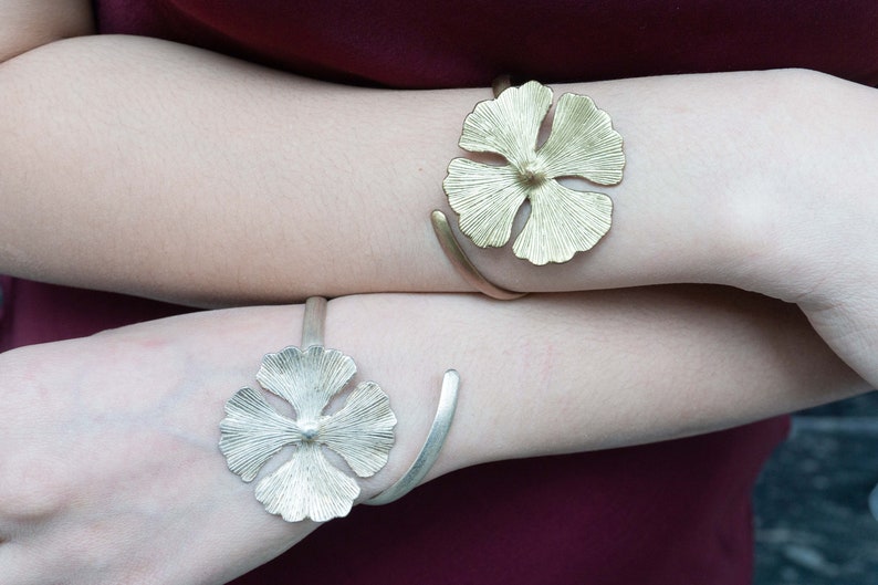 Four Clover Leaf Bracelet Brass Bracelet Silver Bracelet Adjustable Bracelet Engraved Bracelet image 7