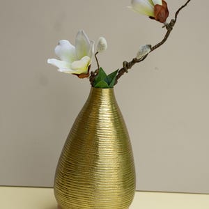 Hand-Etched Brass Chestnut Vase: Gold-Like Bud Vase