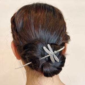 Silver Dragonfly Hair Pin | Dragonfly Hair Stick | Dragonfly Jewelry | Insect Hair Comb | Wedding Hair Accessories