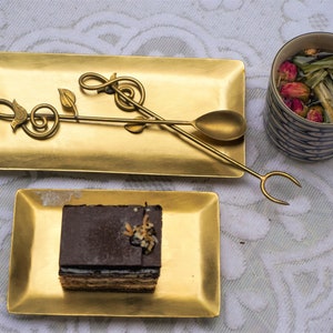 Rustic Brass Rectangular Tray | Brass Tray | Serving Copper Tray | Decorative tray | Candle Tray| Gold Tray | gift for dad | gift for wife