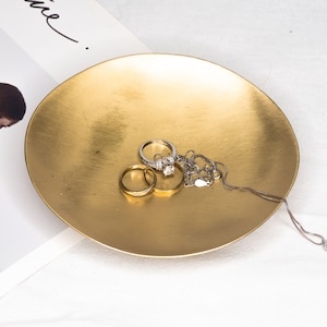 Ring Dish, Brass Dish, Small Jewelry Dish, Wedding Ring Dish, Gold Brass Dish, Oval Tray, Serving Tray,  Anniversary Gift, Wedding Gift