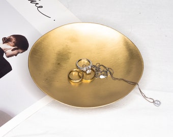 Ring Dish, Brass Dish, Small Jewelry Dish, Wedding Ring Dish, Gold Brass Dish, Oval Tray, Serving Tray,  Anniversary Gift, Wedding Gift