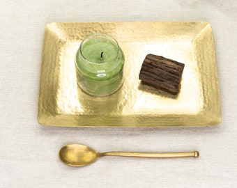 Hammered Brass Tray | coffee table tray | serving tray | Decorative Tray | Copper Tray | rectangular brass tray