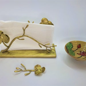 Messing Serviettenhalter | Gold Orchidee Serviettenhalter | Buchhalter | Mail-Briefhalter |  Zeitschriftenhalter | Menühalter | Weihnachtsgeschenk