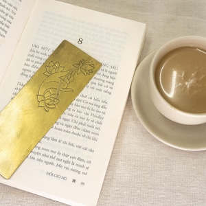 Lotus Flower Bookmark | Engraved Brass Bookmark | Custom Bookmark | Buddha yoga gift | Personalized Bookmark