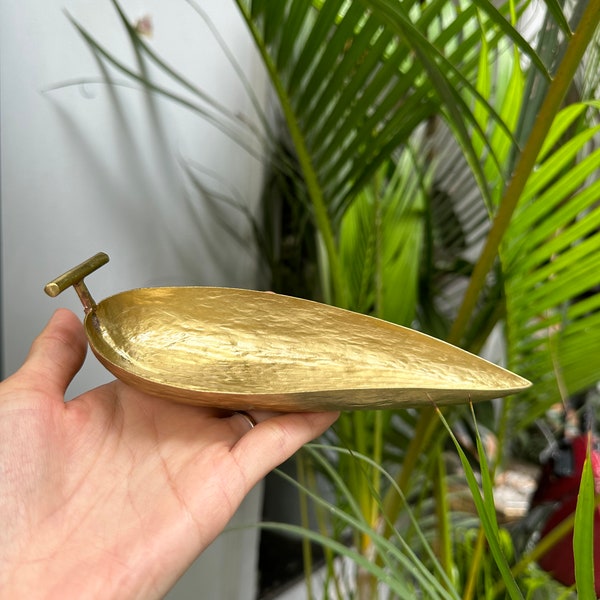 Bamboo Dish | Brass Handmade Tray | Serving Copper Tray | Decorative tray | Candle Tray| Gold Tray | gift for dad