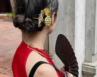 Flower Hair Stick |Brass Hair Stick | Lotus Hair Pin | Hair Fork | Copper Hair Jewelry | Flower Hair Clip | Bridal Hair Piece | gift for her