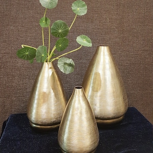 Brass Vase Hand Carved Flower Vase Decorative Vase Copper Vase Bud Vase Gold Vase Small Vase Chestnut Vase image 1