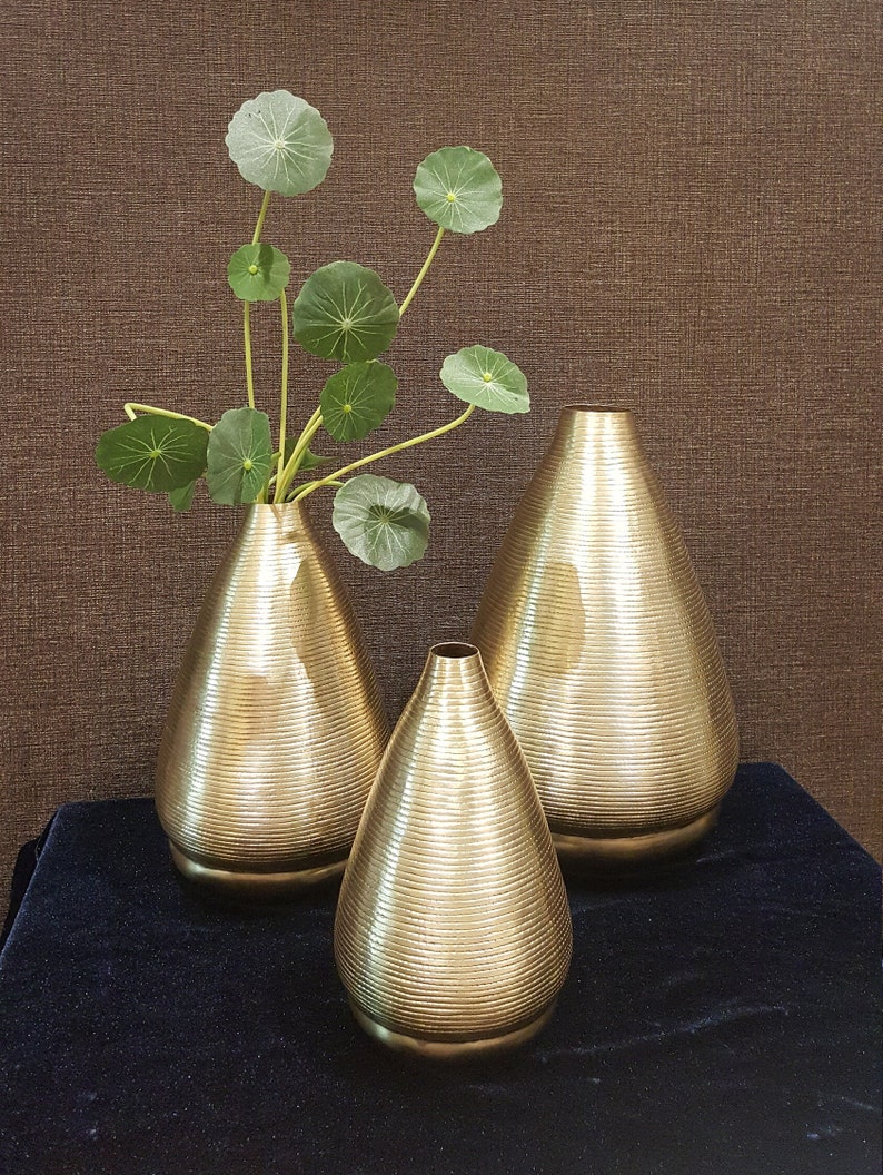 Brass Vase Hand Carved Flower Vase Decorative Vase Copper Vase Bud Vase Gold Vase Small Vase Chestnut Vase image 1