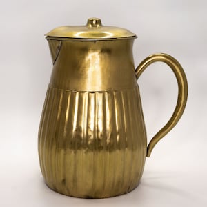 Handmade Brass Pitcher: Etched Gold Jug, 2-2.5L