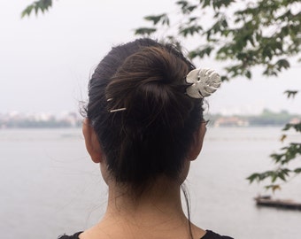 Silver Hair Pin | Monstera Leaf Hair Stick | Brass Hair Fork | Gold Hair Stick | Gift For Her