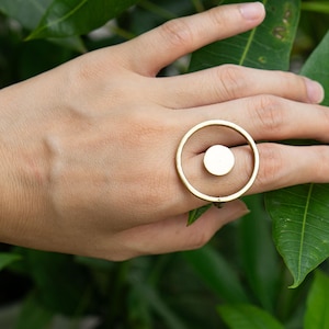 Adjustable Round Brass Ring: Handmade Minimalist Jewelry