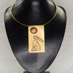 Handmade Brass Rabbit Necklace: Vintage Copper Pendant Jewelry