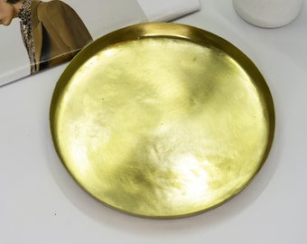 Brass Tray | Serving Copper Tray | Coffee Table Tray | Decorative tray | Round Tray | Candle Tray| Gold Tray | Christmas Decor, Gift