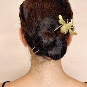 Bee Hair Pin | Brass Honey Bee Hair Fork | Decorative Hair Combs | Bee Jewelry | Wedding Hair Pin