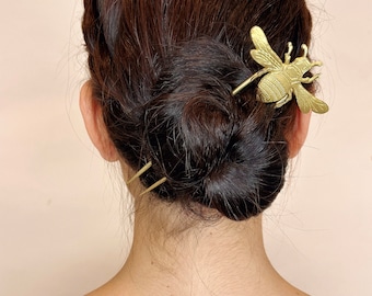 Bee Hair Pin | Brass Honey Bee Hair Fork | Decorative Hair Combs | Bee Jewelry | Wedding Hair Pin