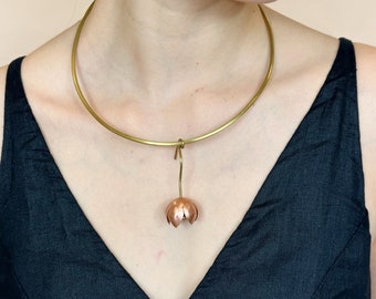Lotus Necklace | Brass Necklace | Handmade Necklace | Flower Necklace | Unique Necklace | Round Necklace