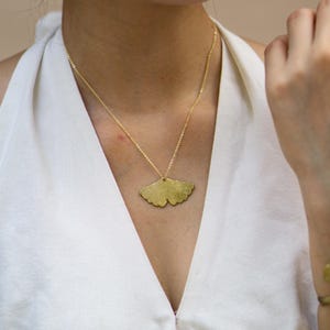 Ginkgo Necklace | Brass Gold Necklace | Dainty Necklace | Handmade Jewelry | Bridesmaid Necklace | Gift For Her | Silver Ginkgo Necklace