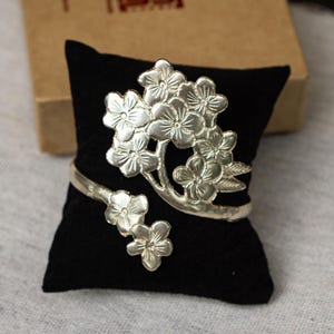 Cuff Bracelet | Silverplated Bracelet | Flower Bracelet | Adjustable Bracelet | Peach Blossom Gold Bracelet + Bridesmaid Bangle