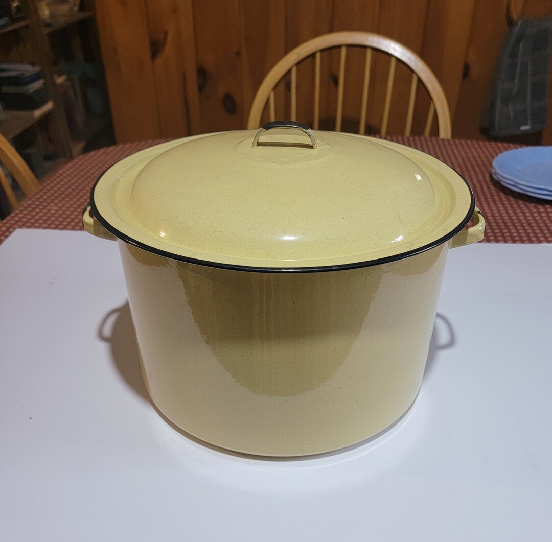 Enamel Coated Stock Pot With Black Trim Etsy
