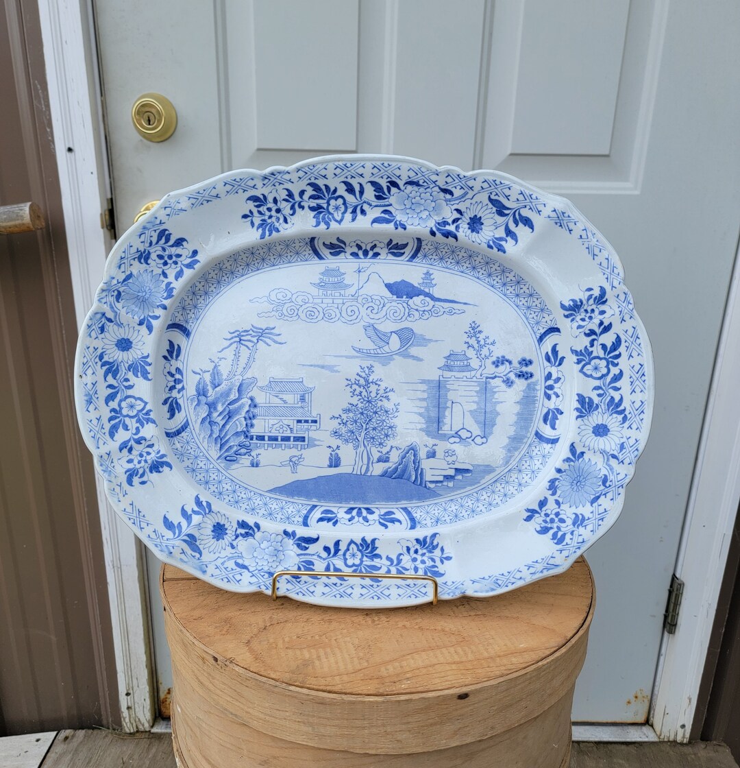 Antique Masons Patent Ironstone China Platter. Blue and White Platter ...