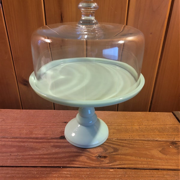 Pioneer Woman Jadeite Covered Cake Stand/Plate. 13"H