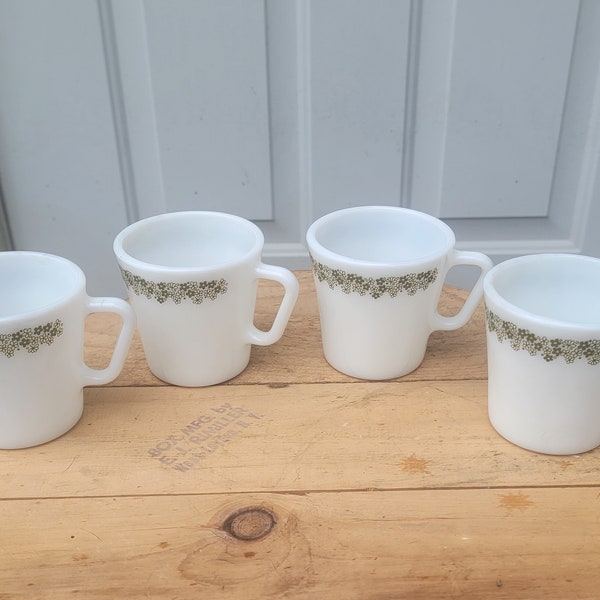 4 Pyrex Crazy Daisy/Spring Blossom Coffee Cups  3-1/2"W x 3-1/2"H