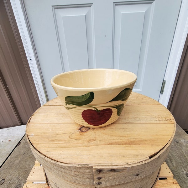 Watt Pottery # 8 Apple Ribbed Mixing/Nesting Bowl  8"W x 4-1/2"H
