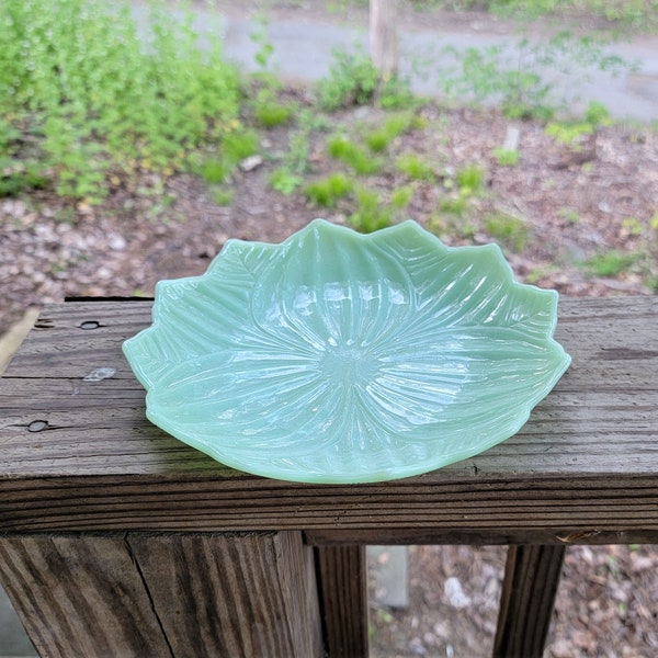 Fire King Jadeite Lotus Leaf Plate. 8-1/8"W