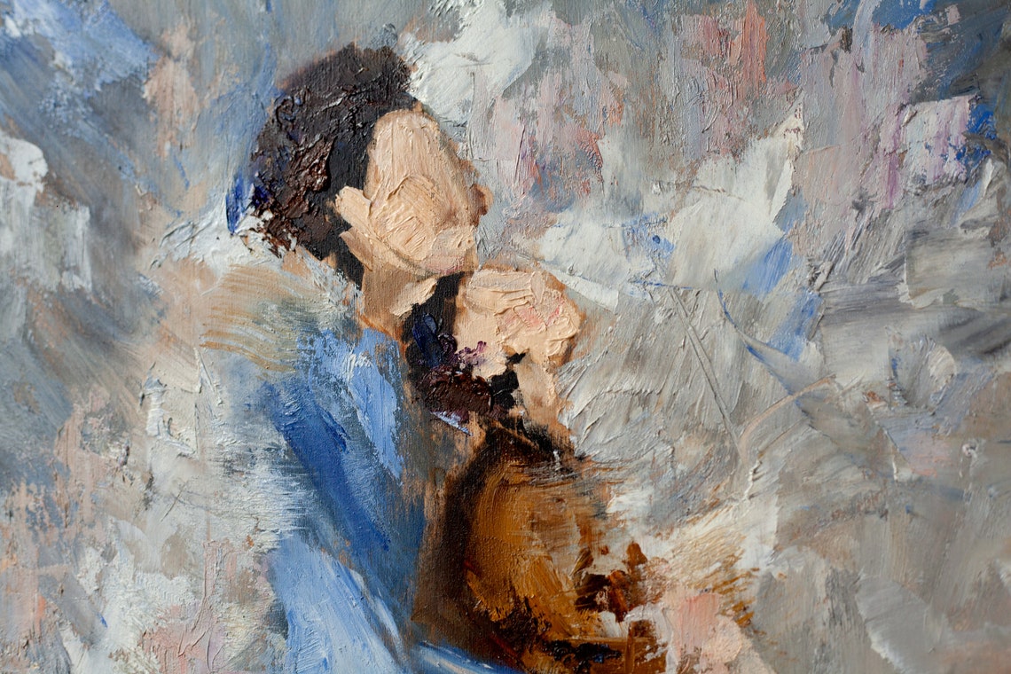 Original Handmade Oil Painting Lovers Hugs Etsy