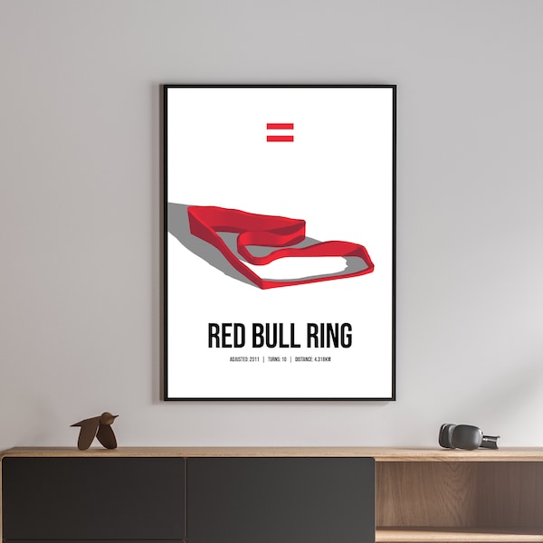 F1 Formule 1 Circuit Circuit Carte Imprimer Affiche - Red Bull Ring - Wall Decor Art Gift Him Her