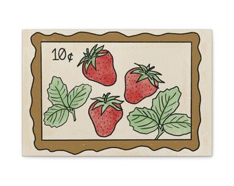 strawberry stamp canvas print