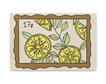 lemon stamp canvas print