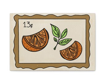 orange stamp canvas print