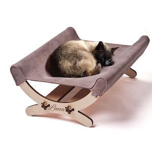 CAT HAMMOCK, Elevated Cat Bed, PERSONALIZED Hammock Bed With Stand, Cat Bed House, Indoor Cat House, Cat Gift, Cat Bed Furniture
