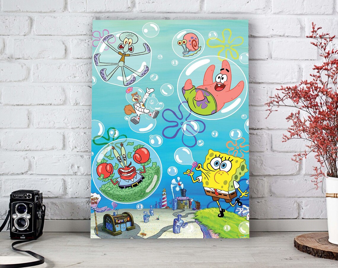 SpongeBob SquarePants Custom Canvas Print SpongeBob Custom | Etsy