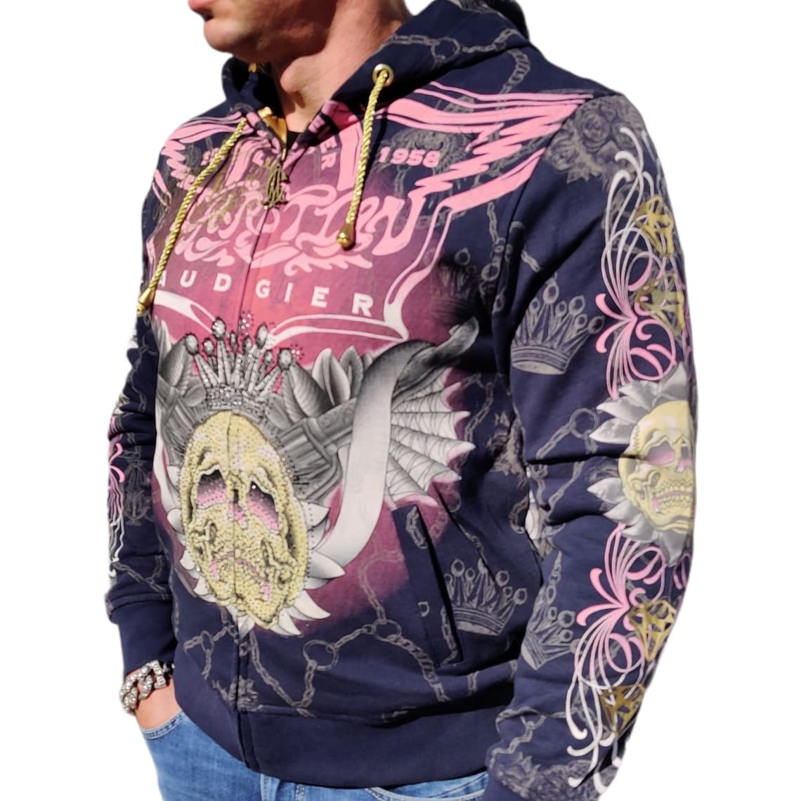 Ed Hardy Hoodie
 ED HARDY Men Hoo Forever Christian Audigier Hip Hop Blue Sz XL