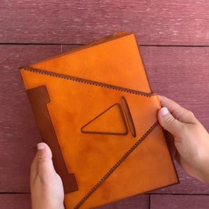 Anime Inspired Leather Notebook Cover for Midori A5 or A6 | Saddle Tan Refillable Journal Cover, Handmade Leather Manga Book Cover A5 Large/Manga Size